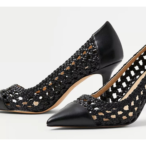 NEW Ann Taylor Mae Woven Pumps black pointy toe heels dress shoes - 10 - 828780 - Picture 2 of 7